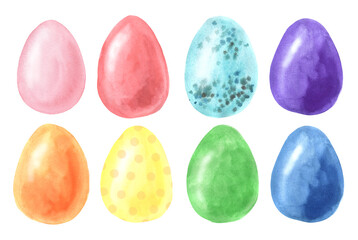 Watercolor hand painted easter eggs set