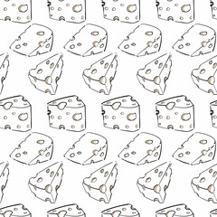 Cheese hand drawn seamless pattern