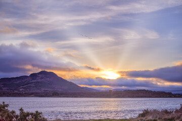 sunset in the mountains