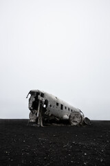 The wreckage of an american DC-3 military plane crashed on a beach in Iceland