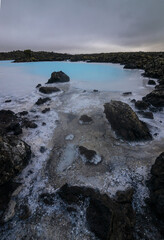 The Bláa lónið, blue lagoon, a thermal resort near Reykjavik, Iceland - obrazy, fototapety, plakaty
