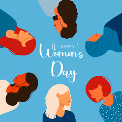 International Women's Day. Vector template with for card, poster, flyer and other users.