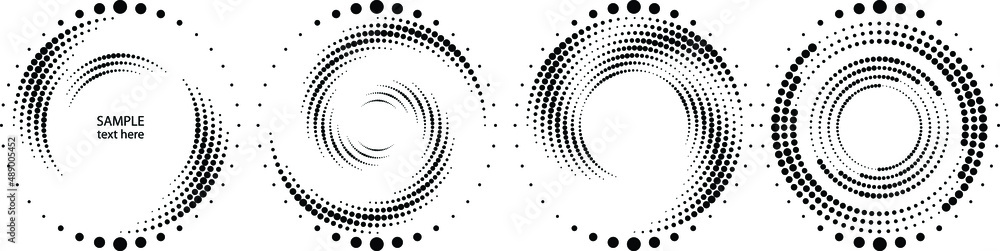 Poster halftone dots in circle form. round logo . vector dotted frame . design element