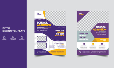 Creative and modern online school kids flyer template design.
education admission brochure poster template