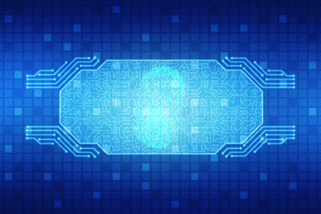 Abstract security system concept with fingerprint on technology background, Fingerprint Scanning Identification System. Biometric Authorization and Business Security Concept
