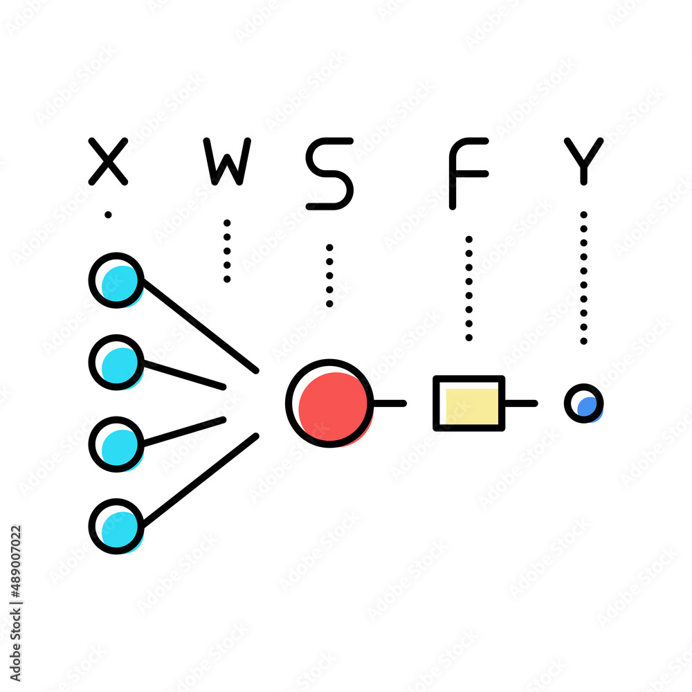 Poster mathematical model neural network color icon vector illustration