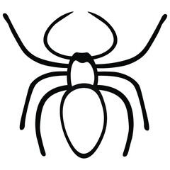Black and white drawing of a simple spider for coloring. Insect for coloring book. Creepy poisonous spider. Vector illustration