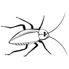 Black and white drawing of a Mustachioed cockroach for coloring. Insect for coloring book. Vector illustration