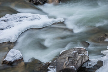 Winter landscape of Clear Creek captured with motion blur, Front Range, Rocky Mountains, Colorado, USA