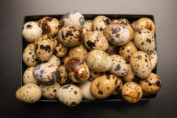 Group of quail eggs as a background. Raw eggs.