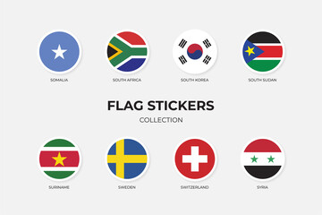 Flag Stickers of Somalia, South Africa, South Korea, South Sudan, Suriname, Sweden, Switzerland, Syria