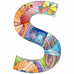 Letter S monogram, engraving design. Vector illustration.