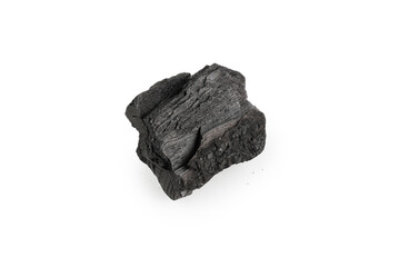 Black oak coal isolated on white background.
