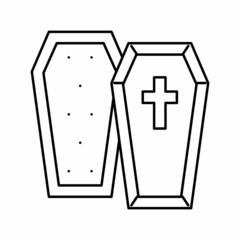 coffin halloween line icon vector illustration