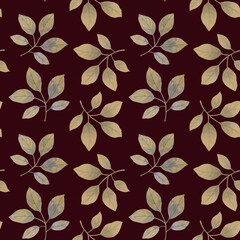 Raster texture of watercolor leaves for design. Delicate green leaves collected in a seamless pattern for textiles, wrapping paper, scrapbooking and wallpapers.