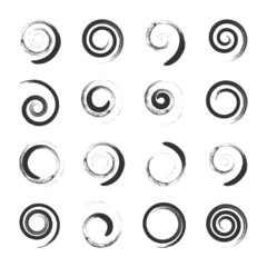 Spiral swirl design elements with brush stroke effect.