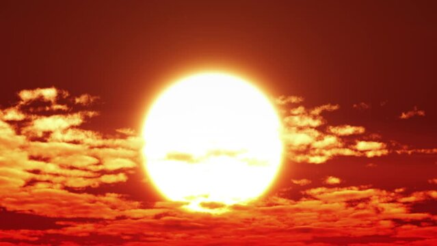 赤い太陽　夕陽　夕日　CG	