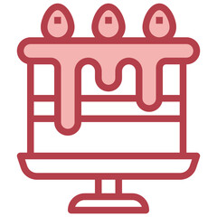 CAKE red line icon,linear,outline,graphic,illustration