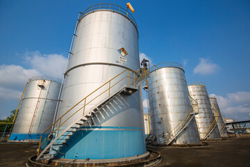 Male walking the up stairway inspection visual tank.