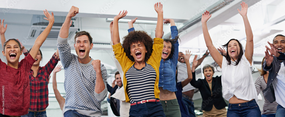 Aufkleber theres no team like the a-team. shot of a group of colleagues feeling overjoyed.