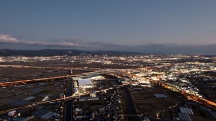 久御山ジャンクションの夜景をドローンで撮影
