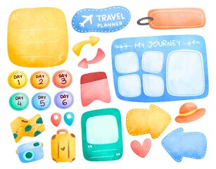 Cute travel journal and planner design vector illustration - 489011636
