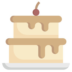 CHOCOLATE CAKE flat icon,linear,outline,graphic,illustration