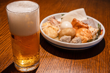 ル	ビールとおでん盛り合わせ