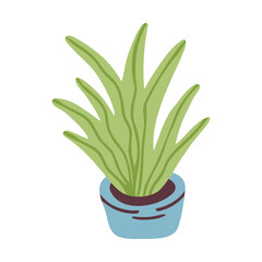 Hand drawn cactus, succulent, potted flower isolated on a white background. Doodle, illustration in a simple flat style. It can be used for decoration of textile, paper and other surfaces.