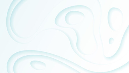 White Abstract Wavy Paper Cut Background with Shadows, Vector. Modern Design Objects