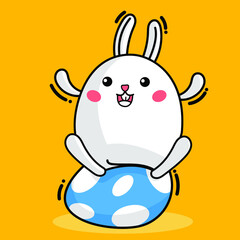 Bunny Character with Easter Egg many pattern,Vector illustration.