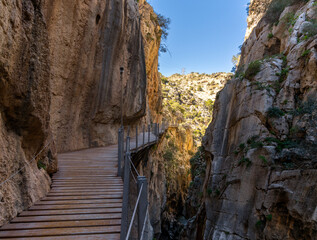 view of the famous and historic Camino de lRey in southern Spain near Malaga