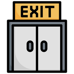 EXIT DOOR filled outline icon,linear,outline,graphic,illustration