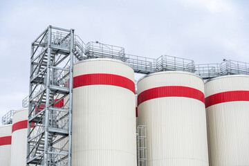 Fermentation tanks for making different types of beer in the Distillery.Giant stainless steel fermentation for industrial use.