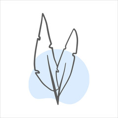 Single line Exotic Branch with a blue splash of paint. Flower line nature icon vector. Trendy spring Vector illustration.