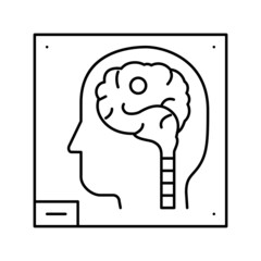 human brain x-ray line icon vector illustration