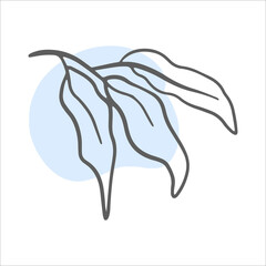 Single line Exotic Branch with a splash of paint on the background. Flower line nature icon vector. Trendy spring Vector illustration.