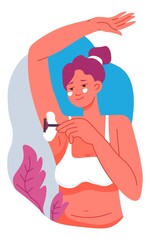 Woman shaving hair in armpit, under arm