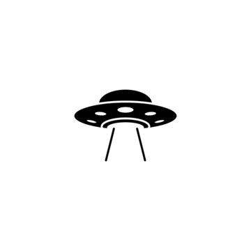 flat ufo icon illustration design, simple alien ship symbol vector