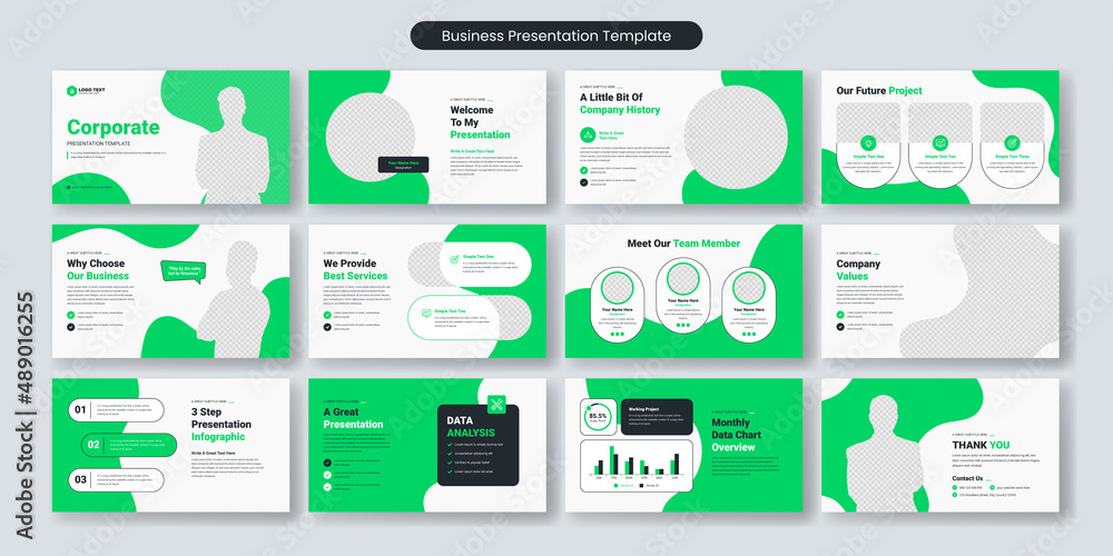 Poster creative business powerpoint presentation slides template design. use for modern keynote presentatio