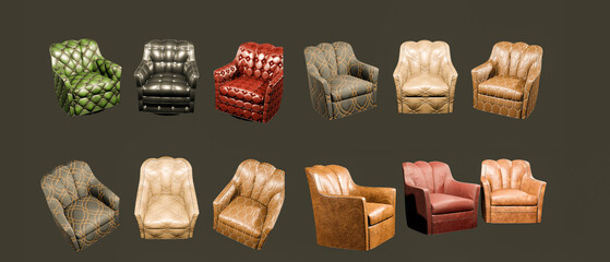 Set of 3d Sofa rendred for different angles for vfx, animation movie and video game projects
