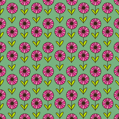 Flowers seamless pattern. Floral repeated ornament vector illustration. Botanical tile design.