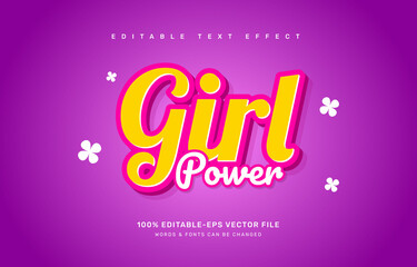 Fototapeta na wymiar Girl power editable text effect template