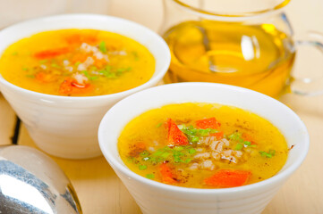 Syrian barley broth soup Aleppo style