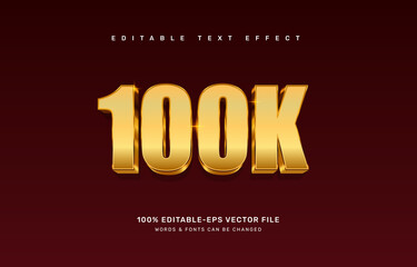 Gold 100K celebration text effect template
