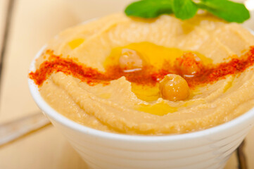Hummus with mint on top