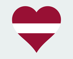 Latvia Heart Flag. Latvian Love Shape Country Nation National Flag. Republic of Latvia Banner Icon Sign Symbol. EPS Vector Illustration.