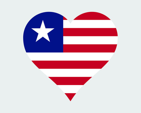 Liberia Heart Flag. Liberian Love Shape Country Nation National Flag. Republic of Liberia Banner Icon Sign Symbol. EPS Vector Illustration.