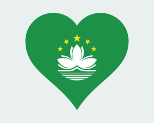 Macau Heart Flag. Macao Love Shape Country Nation National Flag. Macanese Banner Icon Sign Symbol. EPS Vector Illustration.