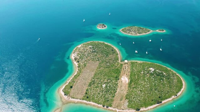 Aerial view of Galesnjak island or Island of Love, Croatia.